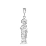 San Judas Pendant 925 Sterling Silver Regular Diamond Cut charm 45mm Long-Blue Apple Jewelary