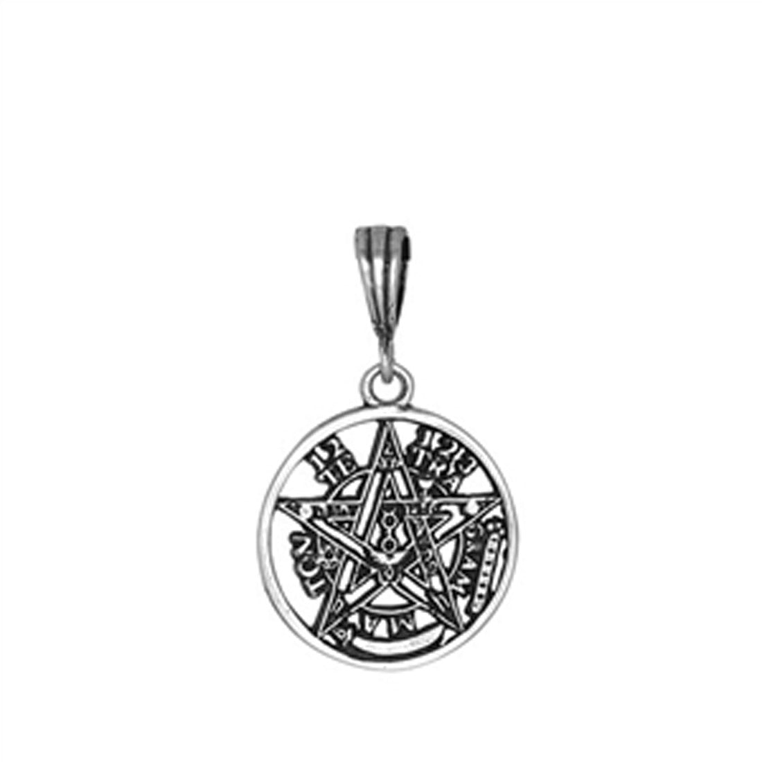 Pentagram Pendant 925 Sterling Silver Oxidize Charm 22mm Long-Blue Apple Jewelary