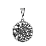 Pentagram Pendant 925 Sterling Silver Oxidize charm 27mm Long-Blue Apple Jewelary