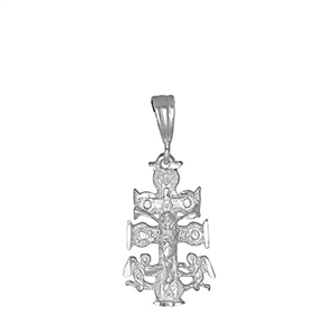 Caravaca Cross Pendant 925 Sterling Silver Diamond Cut charm-Blue Apple Jewelary
