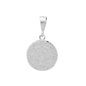 Aztec Calendar Pendant 925 Sterling Silver Diamond Cut charm 19mm Long-Blue Apple Jewelary