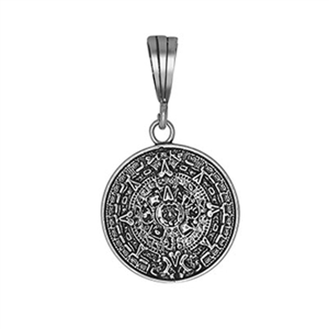 Aztec Calendar Pendant  925 Sterling Silver Oxidize charm 19mm Long-Blue Apple Jewelary
