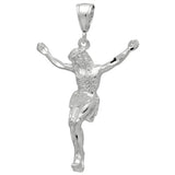 Jesus Pendant 925 Sterling Silver Hammered DC Style charm 45mm Long