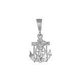 Anchor W Jesus Pendant 925 Sterling Silver Diamond Cut charm 20mm Long-Blue Apple Jewelary