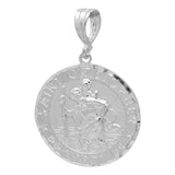 Saint Cristopher Pendant 925 Sterling Silver Diamond Cut charm 27mm Long-Blue Apple Jewelary