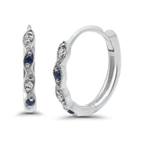 14K White Gold Blue Sapphire & Diamond .10ct G SI Earrings