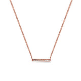 14K Gold Baguette Diamond Trendy Bar .15ct Pendant Necklace 16"+2"