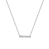 14K Gold Baguette Diamond Trendy Bar .15ct Pendant Necklace 16