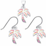 Palm Tree Jewelry Set Created Opal 925 Sterling Silver Choose Color