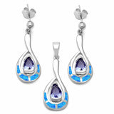 Jewelry Set Pear Simulated Tanzanite Lab Created Opal 925 Sterling Silver Choose Color