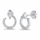 10mm Swirl Stud Earrings with Round CZ 925 Sterling Silver