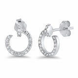 10mm Round Swirl Stud Earrings Round Cubic Zirconia 925 Sterling Silver Choose Color