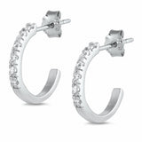 Half Hoop Earrings Round Cubic Zirconia 925 Sterling Silver Choose Color