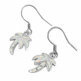 Fishhook Palm Tree Earrings Lab Created opal 925 Sterling Silver