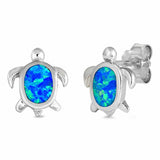 Turlte Stud Earrings Lab Created Opal 925 Sterling Silver (11mm)