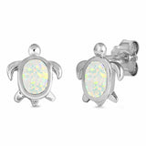 Turlte Stud Earrings Lab Created Opal 925 Sterling Silver (11mm)