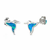 Hummingbird Stud Earrings Created Opal 925 Sterling Silver Choose Color