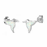 Hummingbird Stud Earrings Created Opal 925 Sterling Silver Choose Color