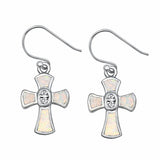 Fishhook Cross Earrings Round Cubic Zirconia 925 Sterling Silver