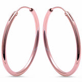 30 mm Tubemm Plain Endless Shiny Hoop Earrings 925 Sterling Silver