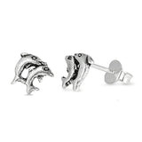 7mm Dolphin Stud Post Earrings 925 Sterling Silver Dolphin Earring