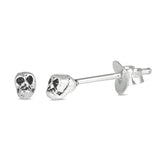 4mm Tiny Skull Head Stud Post Earrings 925 Sterling Silver Choose Color - Blue Apple Jewelry