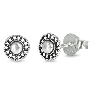 5mm Round Bali Stud Post Earrings 925 Sterling Silver Bali Earrings Choose Color - Blue Apple Jewelry