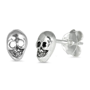 5mm Tiny Skull Head Skeleton Stud Post Earrings 925 Sterling Silver Choose Color - Blue Apple Jewelry