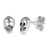 Tiny Skull Head Skeleton Stud Post Earrings 925 Sterling Silver