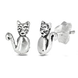 8mm Tiny Cat Stud Post Earrings 925 Sterling Silver Choose Color