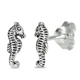 8mm Tiny Small Seahorse Stud Post Earrings 925 Sterling Silver Choose Color