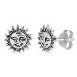 8mm Tiny Sun Earrings Smiling Sun Stud Post Earrings 925 Sterling Silver Choose Color