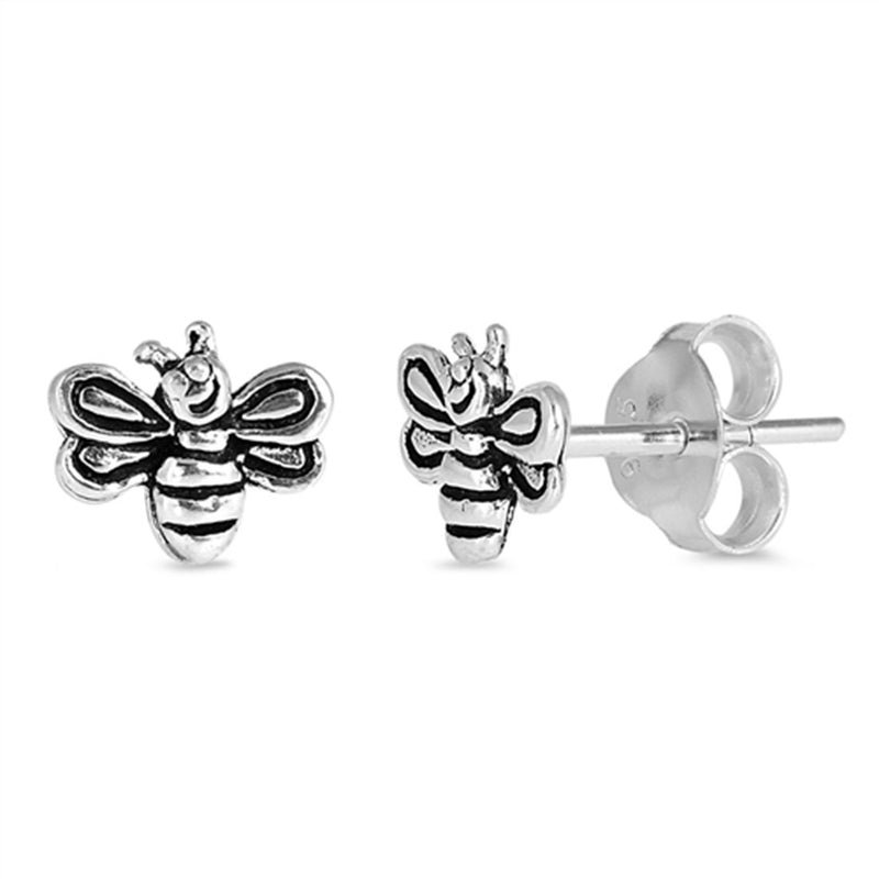 6mm Tiny Small Bee Stud Earrings 925 Sterling Silve Bee Earring Choose Color - Blue Apple Jewelry