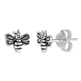 6mm Tiny Small Bee Stud Earrings 925 Sterling Silve Bee Earring Choose Color - Blue Apple Jewelry