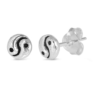 5mm Tiny Round Yin Yang Stud Post Earrings 925 Sterling Silver Yin and Yang Choose Color - Blue Apple Jewelry