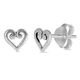Swirl Filigree Desing 5mm Small Tiny Heart Stud Post Earrings 925 Sterling Silver Choose Color - Blue Apple Jewelry