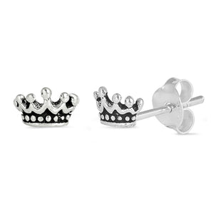 4mm Tiny Crown Stud Post Earrings 925 Sterling Silver Crown Earrings Choose Color - Blue Apple Jewelry