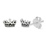 4mm Tiny Crown Stud Post Earrings 925 Sterling Silver Crown Earrings Choose Color