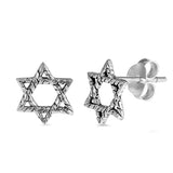 9mm Twisted Design Star of David Stud Post Earrings 925 Sterling Silver Choose Color - Blue Apple Jewelry