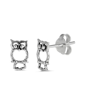 8mm Tiny Owl Stud Post Earrings 925 Sterling Silver Owl Earring Choose Color - Blue Apple Jewelry