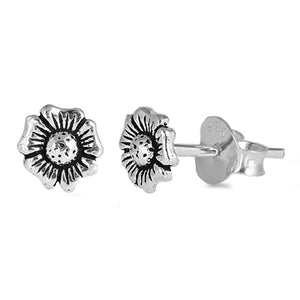 5mm Flower Stud Earrings 925 Sterling Silver Flower Earring Choose Color - Blue Apple Jewelry