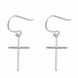 Drop Dangle Fish Hook Plain Cross Earrings 925 Sterling Silver Choose Color