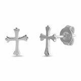 Small Tiny Cross Stud Earrings 925 Sterling Silver Choose Color