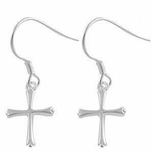 Dangling Cross Earrings 925 Sterling Silver Fish Hook Choose Color