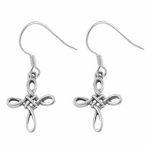 Celtic Cross Drop Dangle Earrings 925 Sterling Silver Fish Hook Choose Color
