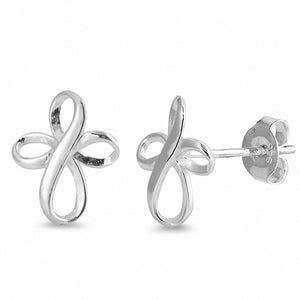 Small Cross Stud Earrings 925 Sterling Silver Choose Color