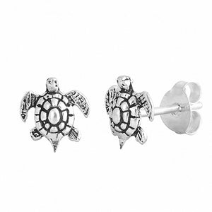 Tiny Turtle Stud Earrings 925 Sterling Silver Choose Color
