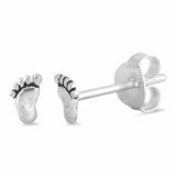 Tiny Feet Stud Earrings 925 Sterling Silver Choose Color