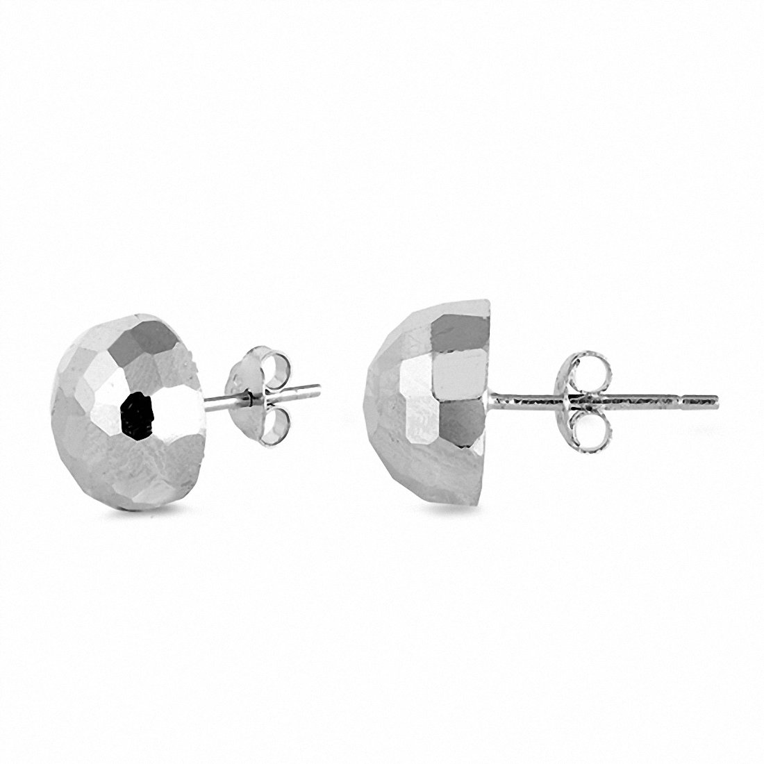 Half Ball Hammered Finish Stud Earrings 925 Sterling Silver (10mm)