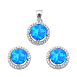 Halo Jewelry Set Round Cubic Zirconia Lab Created Opal 925 Sterling Silver